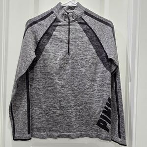 PINK Grey Quarter-Zip Pullover Sz XS